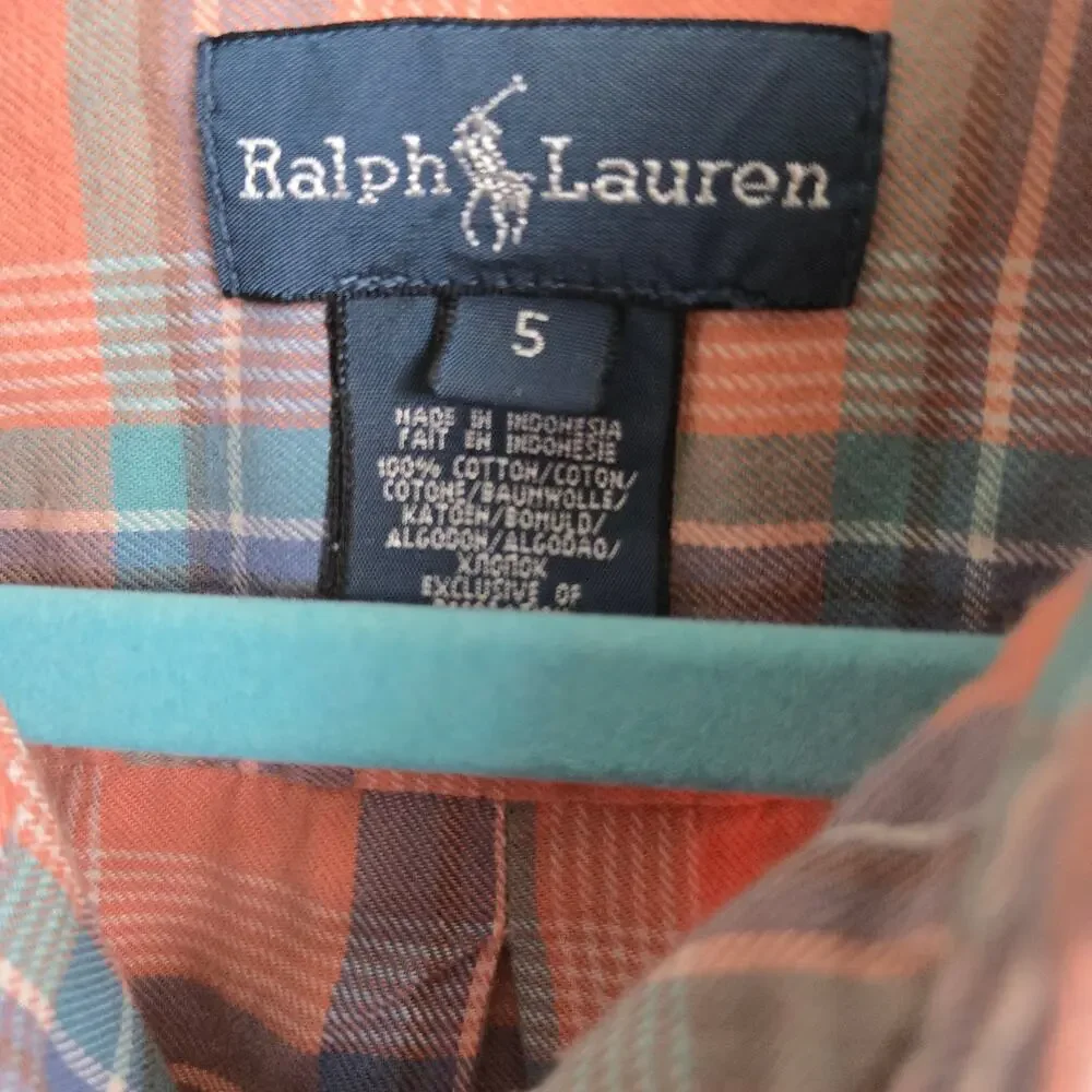 Ralph Lauren Boys Long Sleeve Button Down Shirt Size 5